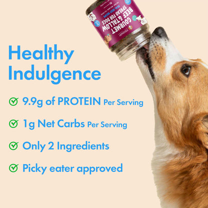 Visionary Pet Foods Beef Meat Spread - Healthy Dog Treat - Alternative to Dog Peanut Butter, Xylitol Free, No Sugar and Filler Free - Use on Lick Mat, Food Mixer, Pill Pockets - 12oz Jar