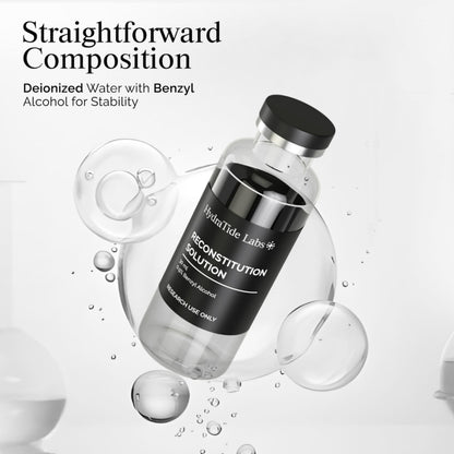 Reconstitution Solution – 30 mL Glass Vial - Deionized Water with 0.9% Benzyl Alcohol | for Research Use Only | Clear and Consistent Composition | Reliable Laboratory Supply