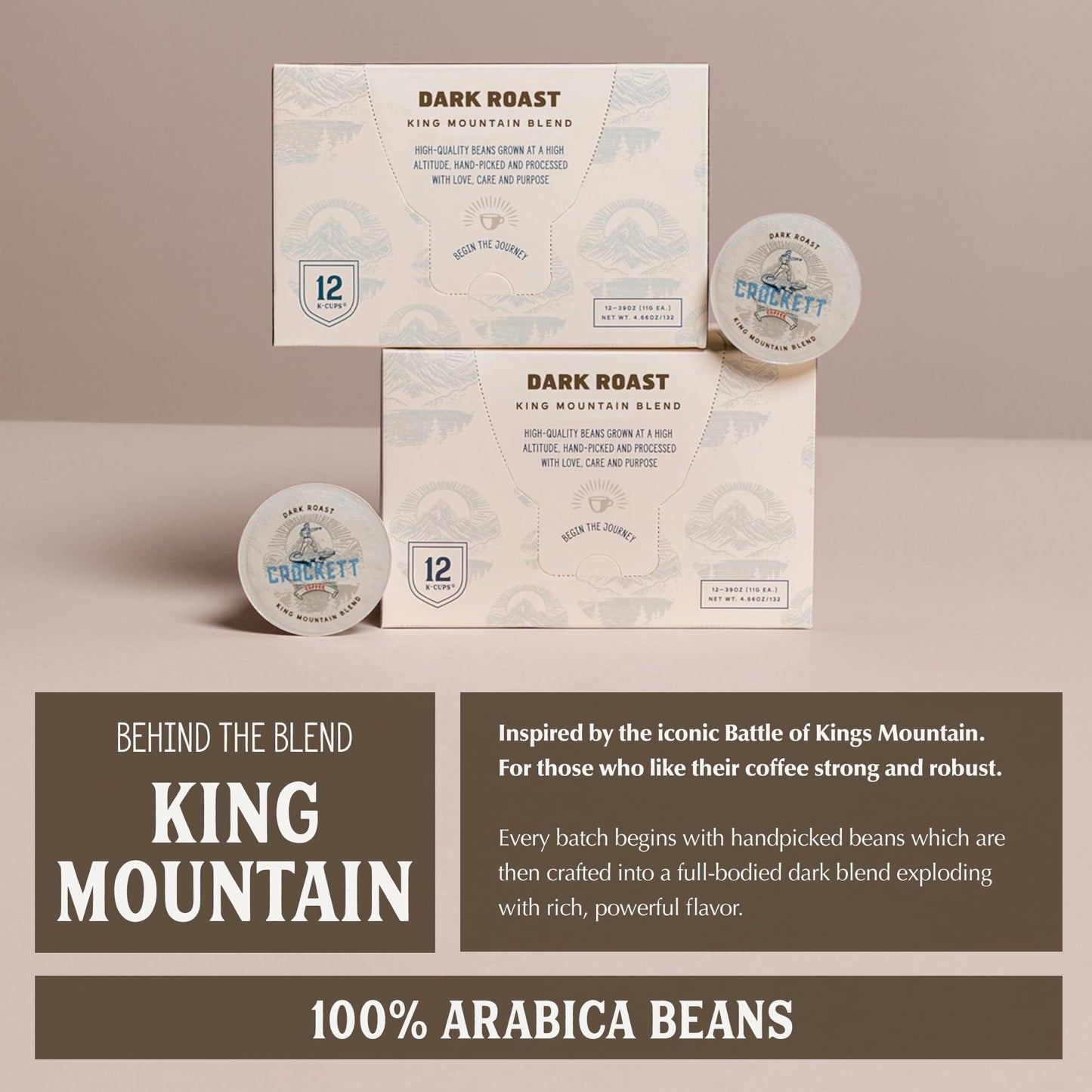 Crockett K Cups Coffee – Bold Dark Roast Coffee Pods with Rich Flavor, Full-Body Aroma & Smooth Finish – Convenient Single Serve for All-Day Energy, Focus & an Unforgettably Good Brew