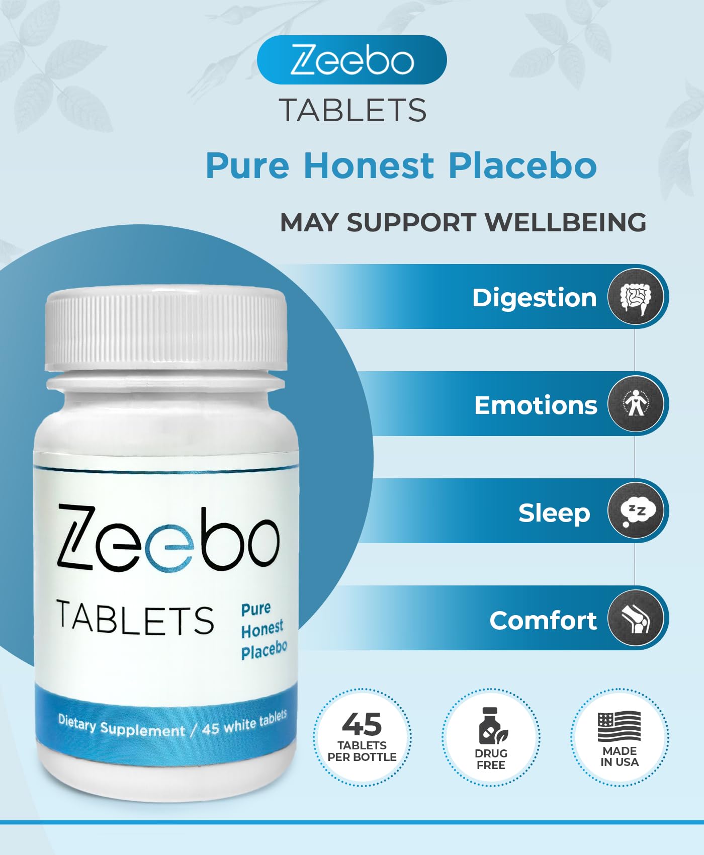 Zeebo Placebo Pills - Choose Tablet or Capsule Form (Tablets)