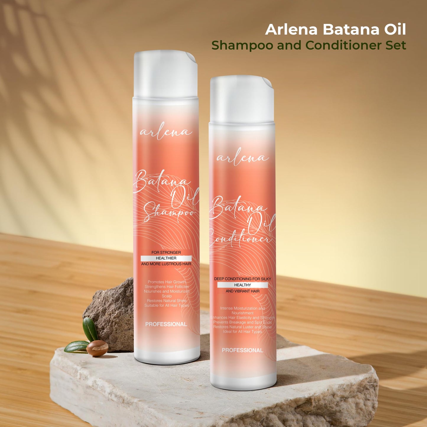 Arlena Batana Oil Shampoo and Conditioner Set - Made in USA - Promotes Hair Growth, Deep Conditioning, Nourishing & Moisturizing for Silky, Healthy, Lustrous Hair - Ideal for All Hair Types
