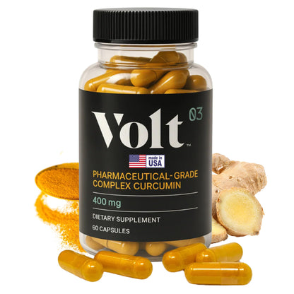 Volt03 Organic Turmeric Curcumin Capsules, 400mg Complex Curcurmin - Pharmaceutical-Grade Curcumin Supplement for Joint Health, Immune Support, & Healthy Inflammation Response, 60-day (2 month) supply