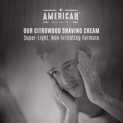 American Shaving Co. Citrowood Shaving Cream For Men 8 oz, Made in USA, Easy Application, Quality Potent Ingredients, Non-GMO, GMP Certified, Cruelty-Free Products