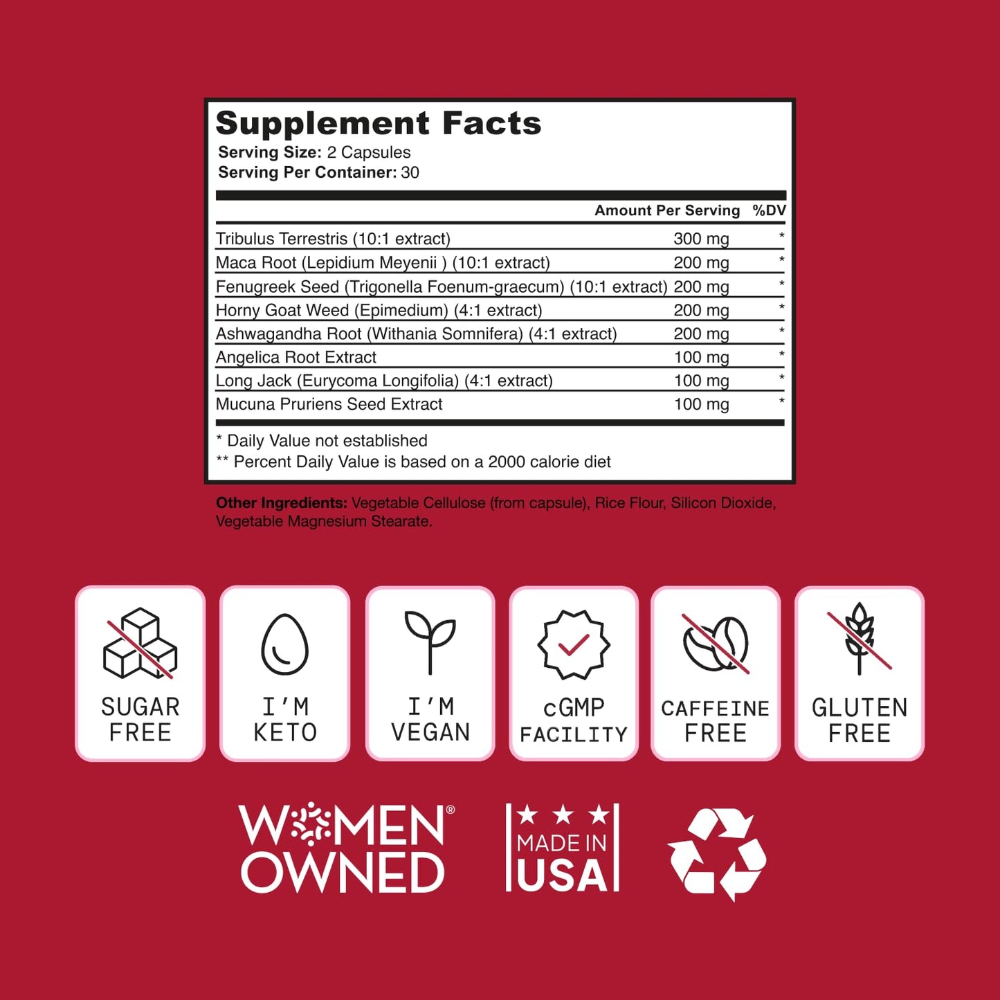 SELF NUTRITION Libido Support for Women, Sensitivity & Desire, Libido Booster for Women with Horny Goat Weed, maca, tribulus, ashwagandha & More - Vegan, USA, Keto, Third-Party Testing - 60 Capsules.