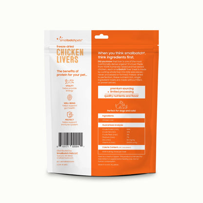 smallbatch Freeze Dried Dog Treats, Chicken Liver Treats for Dogs & Cats, High Protein, Single Ingredient Dog Treat for Training or Food Topper, Natural, Humanely Sourced Meat, Made in the USA, 3.5 oz