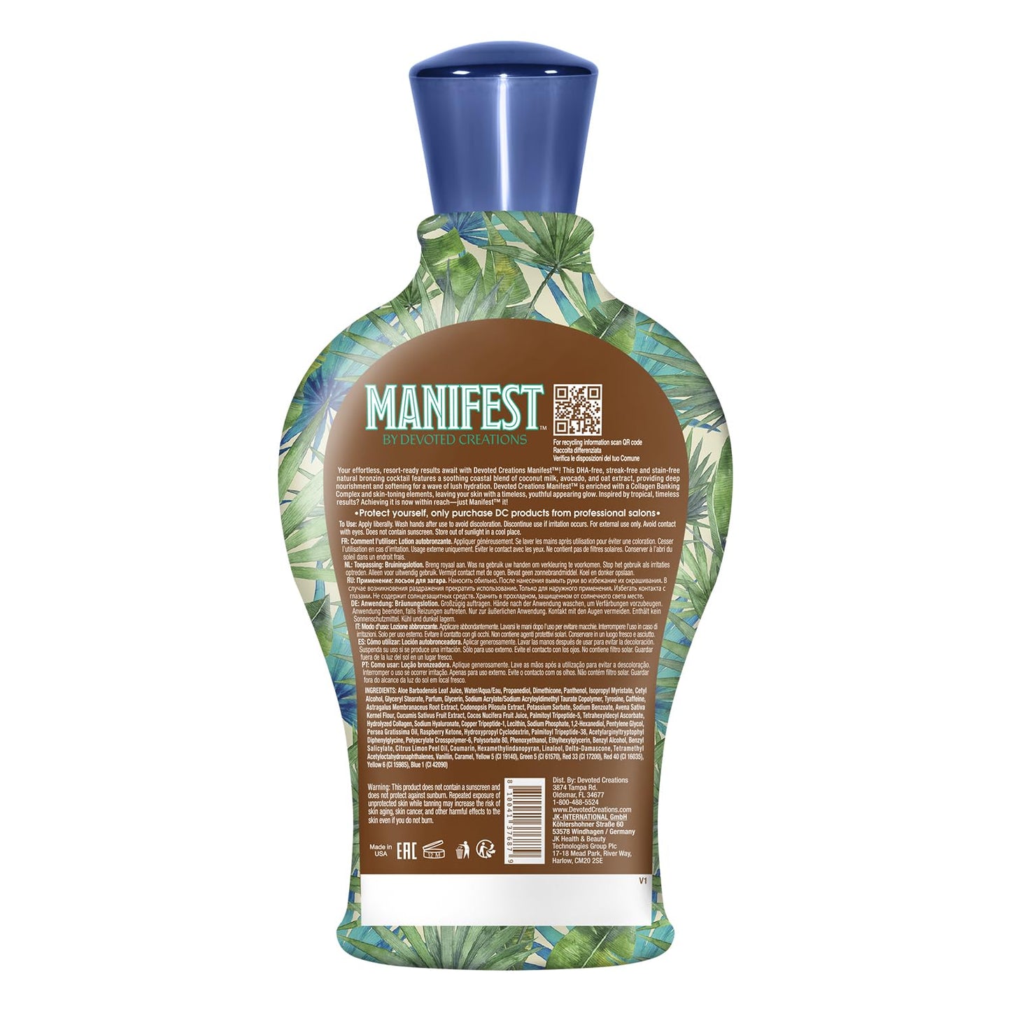Devoted Creations Manifest - DHA Free Island Inspired Natural Bronzer Soothing Cucumber Skin Softening Cocount Dark Tanning Lotion