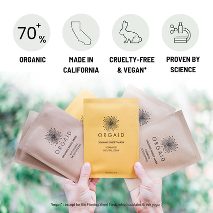 ORGAID Organic Sheet Mask | Made in USA (Assorted Multi-pack, pack of 6)