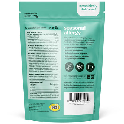 Dog Allergy Chews with Probiotics | Seasonal Allergy Chews for Dogs with Wild Alaskan Salmon Oil & Colostrum | Environmental Dog Allergy Support | NASC Certified & Made in The USA | 60 Chews