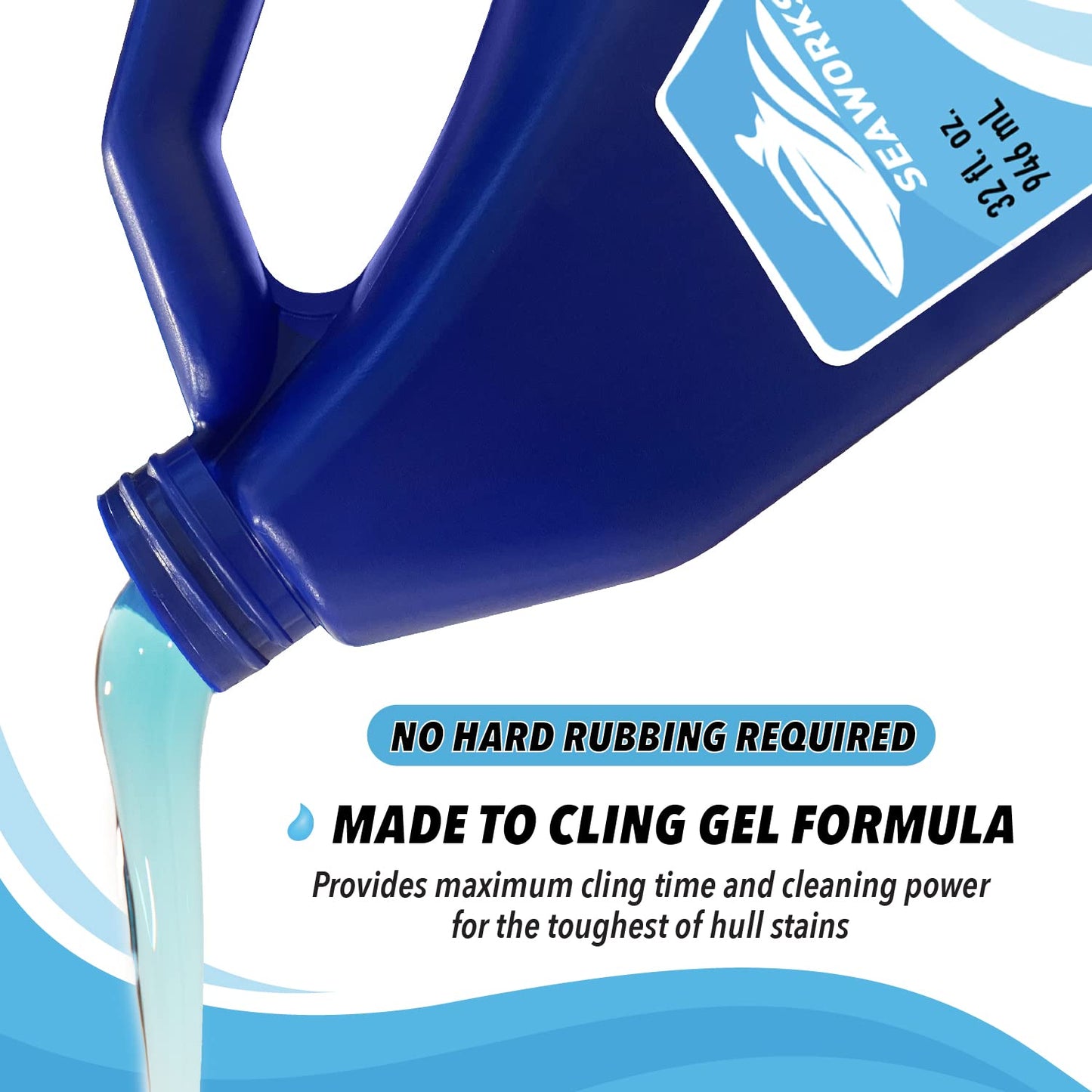 Seaworks Instant Boat Hull Stain Remover, Gel Cleaner - Remove Stains, Quart