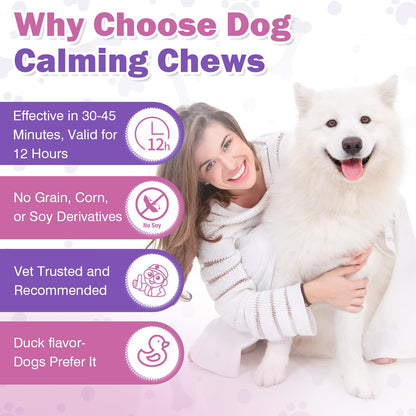 Hemp Calming Chews for Dogs (Duck Flavor) 200pc Dog Calming Treat and Bites with Hemp Oil - Anxiety and Stress Relief Treats for Dogs Puppy Melatonin Sleep Aid Calm Dog with Noise,Thunder,Barking,Separation,Chewing