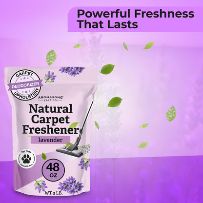 Aromasong Carpet Deodorizer Powder- 100% Natural Lavender Carpet Freshener - Safe For Pets - Upholstery Deodorizer - Effective Pet Odor Eliminator For Strong Odor & Pet Urine - 3 Lb.