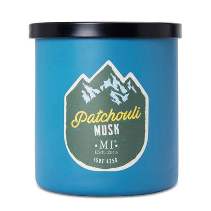 Manly Indulgence Patchouli Musk Scented Candles for Men, 2 Wick, 15 oz Premium Soy Blend Wax, 60H Burn, Candles for Home Scented – Made in The USA