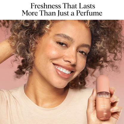 Kitsch Amber Shores Hair Perfume for Women - Hair Spray & Body Mist - Clean, Deodorizing & Patented Odor-Eliminating Technology - Freshen Hair, Body & Pillows - Woody Aquatic Scent - 50ml