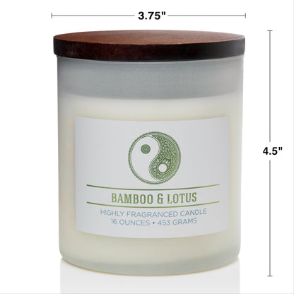 Carolina Bamboo Lotus Scented Candle, 16 oz Wellness Relaxing Aromatherapy Candle, 2 Wick White Jar Soy Blend Wax, Candles for Home, 60H Burn - Made in The USA