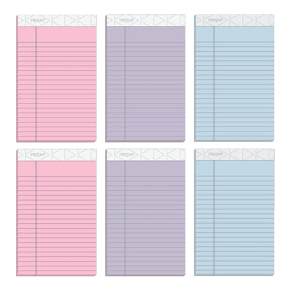 TOPS 5 x 8 Legal Pads, 6 Pack, Prism Brand, 2 Pink/2 Blue/2 Purple, Narrow Ruled, 50 Sheets Per Writing Pad, Made in USA (63016)