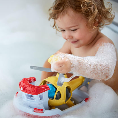 Green Toys Rescue Boat with Helicopter Red, 1 EA