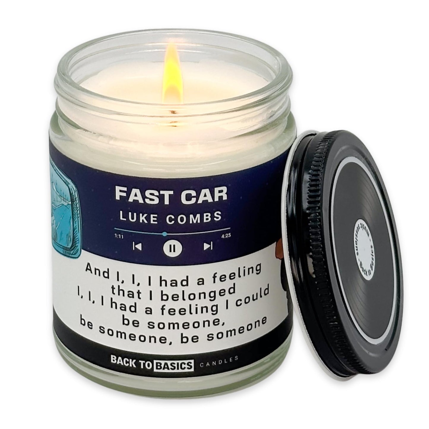 Back to Basics Candles | Fast Car - 9oz Soy Wax Fir Balsam Scented Candle for Home Decor, Birthday Gifts for Women, Men, Best Friend | Relaxing Aromatherapy Made in USA