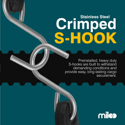 Miloo Rubber Bungee Cords with Hooks - Heavy Duty Tarp and Cargo Straps - Made in USA - 10 Inch Pack of 10