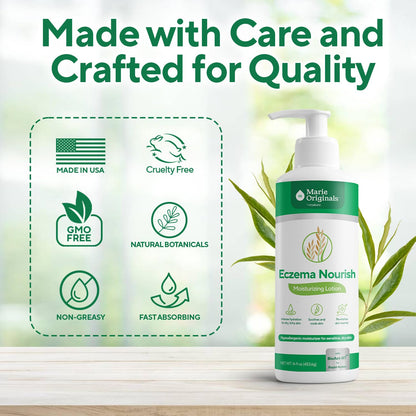Marie Originals Eczema Nourish Moisturizing Lotion for Dry, Itchy, Sensitive Skin Relief– Hypoallergenic Formula with Colloidal Oatmeal & Natural Botanicals | Eczema Cream for Kids & Adults | 16 Fl Oz