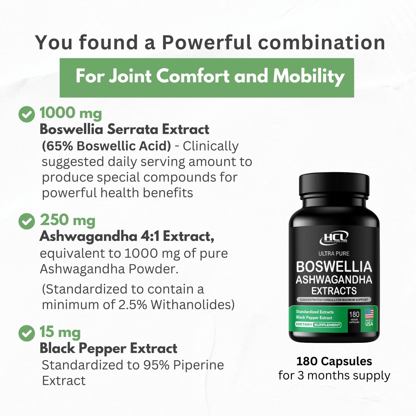 Boswellia Extract and Organic Ashwagandha Capsules 2000 mg - Strong Natural Support Pills 3 Month Supply - Consentrated Boswellia Serrata 65% Boswellic Acid with Ashwagandha Powder Supplement
