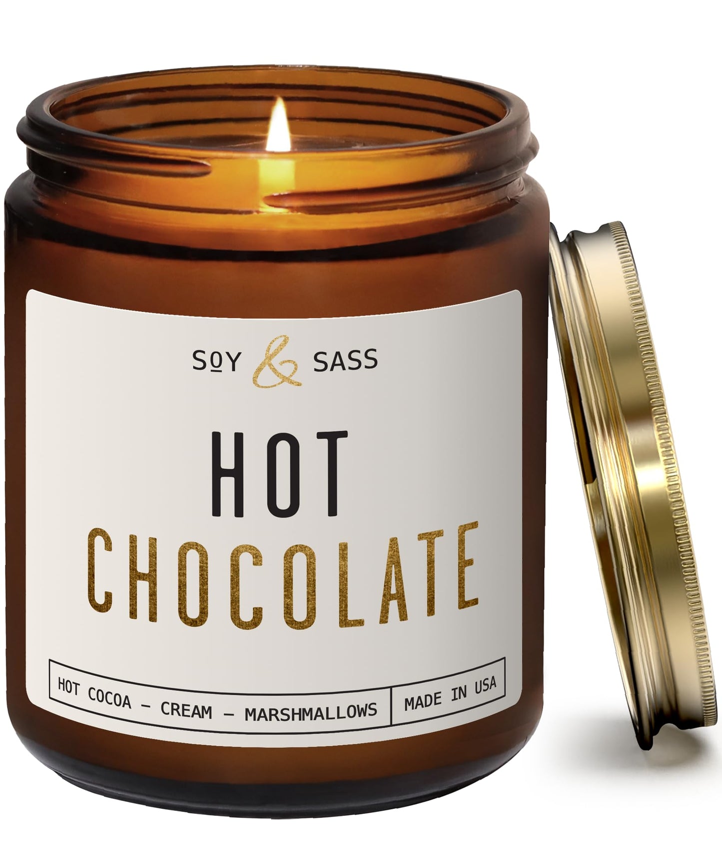 Hot Chocolate Candle - w/Hot Cocoa and Cream Candle I Infused with Scented Essential Oils I 9oz Reusable Jar, Long-Lasting 50 Hour Burn I Non-Toxic I Made in The USA