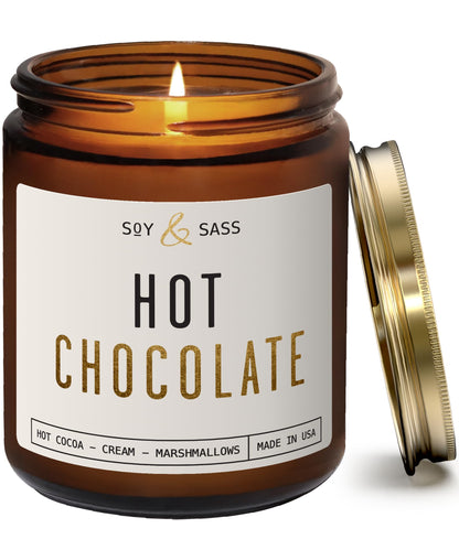 Hot Chocolate Candle - w/Hot Cocoa and Cream Candle I Infused with Scented Essential Oils I 9oz Reusable Jar, Long-Lasting 50 Hour Burn I Non-Toxic I Made in The USA