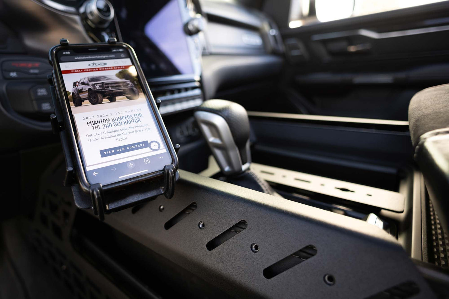 Addictive Desert Designs Center Console Molle Panels & Digital Device Bridge for The 2021-2024 Ram 1500 TRX | Conveniently Keeps Your Smartphone, GPS, Tablet, and Other Accessories | Made in The USA