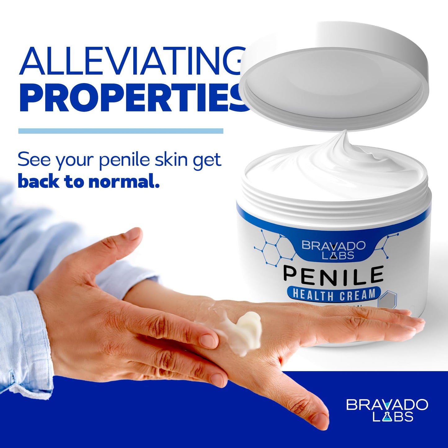 Bravado Labs Premium Penile Health Creme for Men – Daily Moisturizer for Dry Skin - Supports Foreskin Restoration - Sensitivity & Tight Intimate Area Relief - 4oz