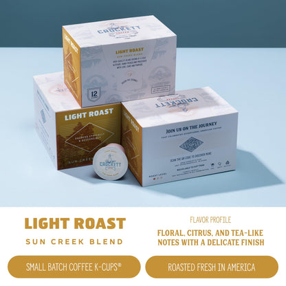 Crockett K Cups Coffee – Smooth Light Roast Coffee Pods with Bright Flavor, Clean Finish & Subtle Citrus Notes – Convenient Single Serve for Daily Clarity, Focus & a Lighter Brew That Lasts