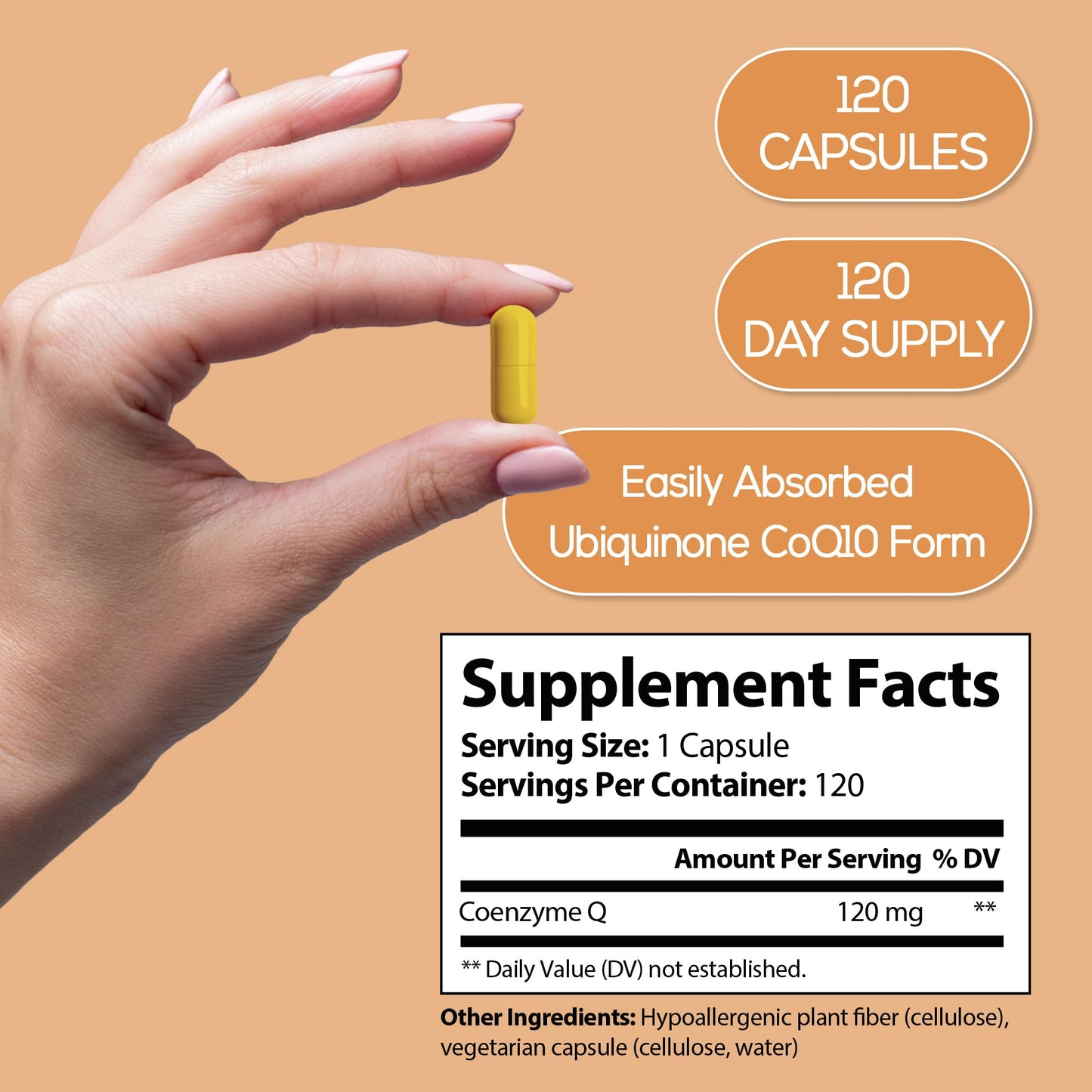 HARMONIFY CoQ10 Capsules 120mg High Absorption Coenzyme Q10 - Heart & Energy Support 120 Capsules for 120 Day Supply - Made in USA, Lab Tested, Gluten Free