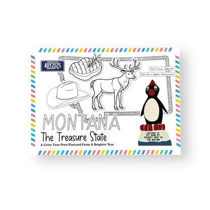 A Brighter Year Color Your Own Postcard - Montana State - 5"x 7", Premium Quality, Sturdy Cardstock, Sized for Mailing, Illustrations - Stress & Anxiety Relief