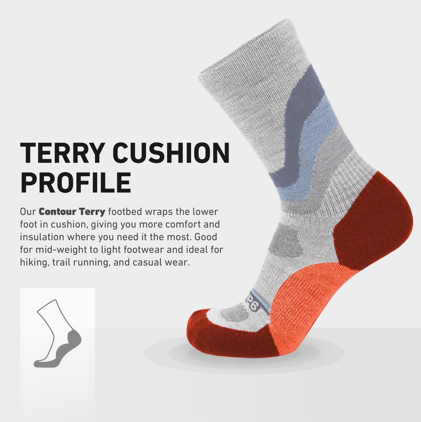GRIP6 Crew Socks - Merino Wool Socks Made in the USA, Lightweight Wool Hiking Socks, Crew Socks for Men and Women - Cold Weather Gear