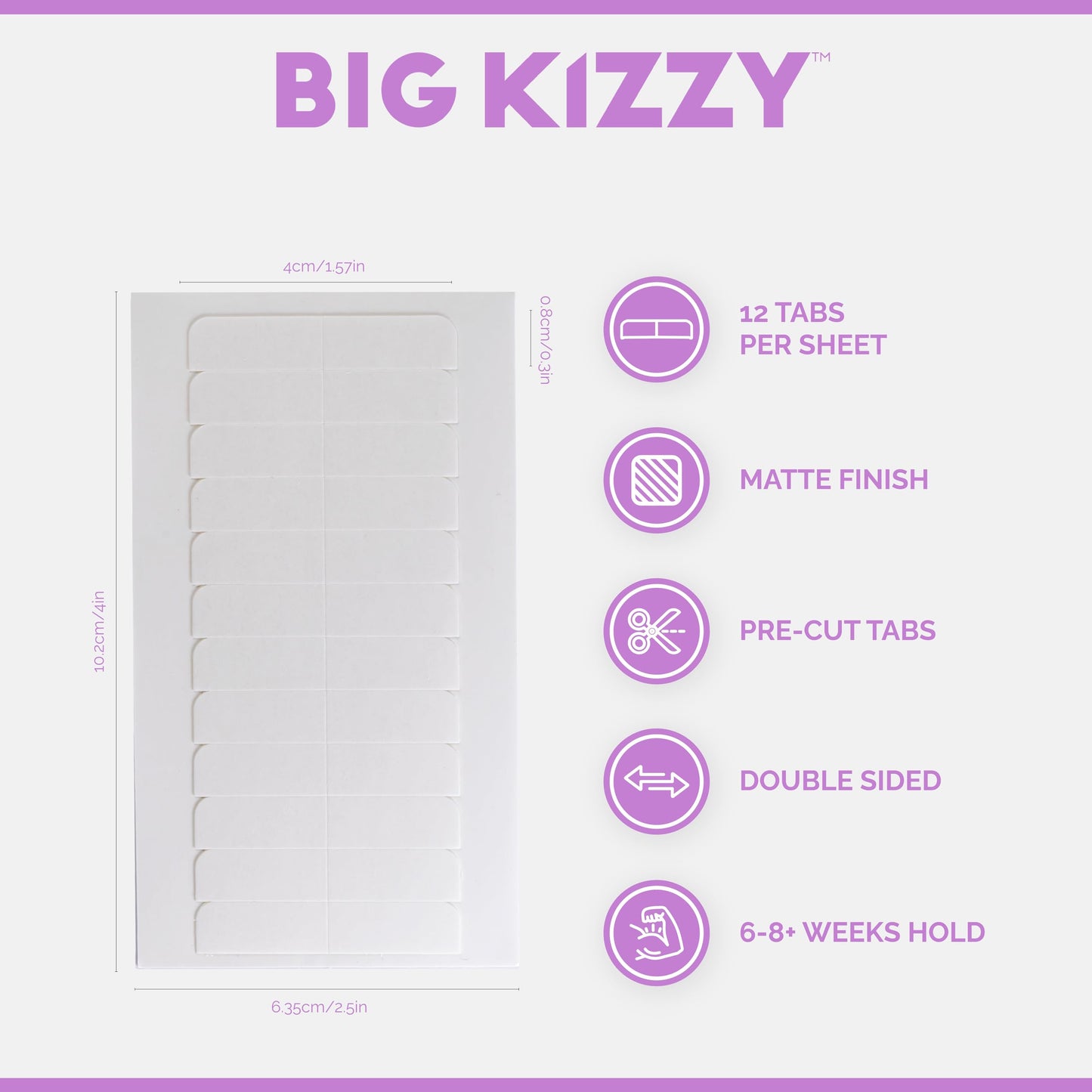 Big Kizzy Extra Hold Double Sided Hair Extension Tape - 144 tabs replacement tape - Strong hold of 6-8+ weeks - Made in USA