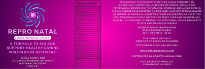 Canine Postnatal and Postpartum Vitamin Capsules for Dogs - 60-Day Supply- Aid in Full-Term Maternal Recovery, Improve Health After Birth -ReproNatal™ Dog Supplement