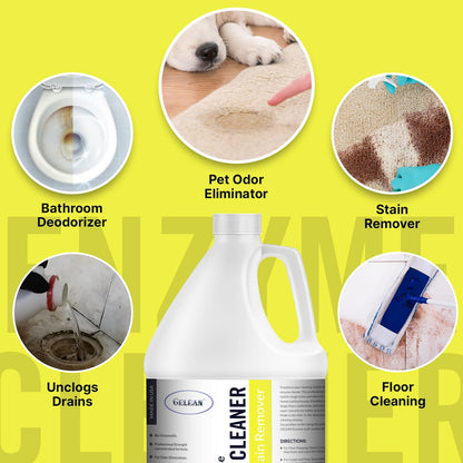 GELEAN Multi-Purpose Probiotic Enzyme Cleaner, (128 oz, Citrus) - Pet Stain and Odor Remover - Concentrated - Professional & Home Strength Drains, Floors, Bathrooms, Toilets Trash Can, Made in USA