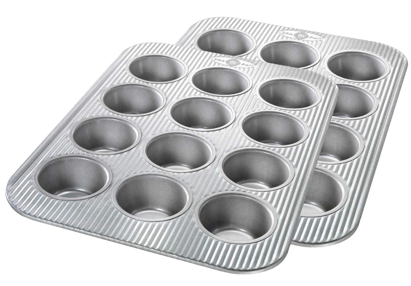 USA Pan Bakeware Muffin Pan, 12-Well, Set of 2, Aluminized Steel