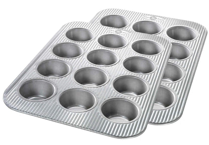 USA Pan Bakeware Muffin Pan, 12-Well, Set of 2, Aluminized Steel