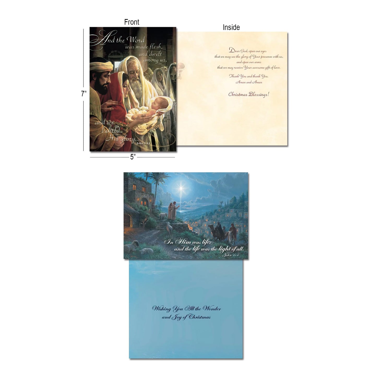 Leanin' Tree - Made In USA - 20 Religious Christmas Cards Boxed with Envelopes, Merry Christmas Cards 2025, Send Heartfelt Messages for the Season of Faith and Joy