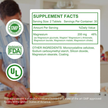 HUJ Magnesium Complex Supplement - Five Types of Magnesium - Supports Energy Production, Muscle Relaxation & Cardiovascular Health* - 60 Tablets.