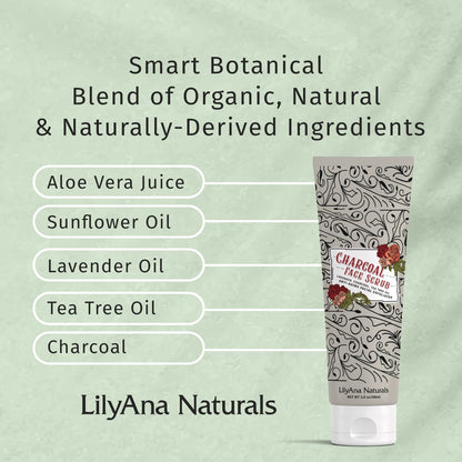 LilyAna Naturals Eye Cream 1.7 Oz and Charcoal Face Scrub 3 Oz Bundle - Anti-Aging Facial Exfoliator and Anti Aging Eye Cream for Dark Circles and Puffiness, Under Eye Cream, for Women and Men