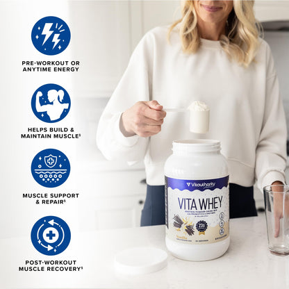 Vitauthority Whey Protein Powder for Women Whey Isolate Probiotics & Enzymes Supports Digestion, Nutrient Absorption & Energy Post-Workout & Daily Nutrition Chocolate Flavored 30 Servings