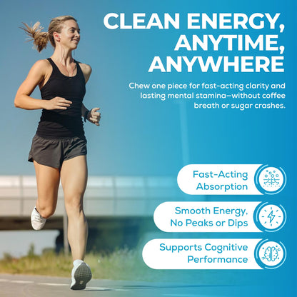 Uplife Energy + Focus Gum 50 Pieces – 40mg Caffeine + 80mg L-Theanine – Sugar-Free Nootropic Gum with B3 & B12 – Mint Flavor – Natural Caffeine for Energy & Focus – Coffee Alternative