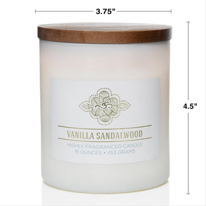 Carolina Vanilla Sandalwood Scented Candle, 16 oz Wellness Relaxing Aromatherapy Candle, 2 Wick White Jar Soy Blend Wax, Candles for Home, 60H Burn - Made in The USA