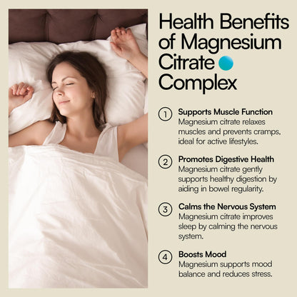 Heylo Magnesium Citrate Complex 500 mg - High Absorption Formula for Muscle Relaxation, Energy Support, Bone & Heart Health, Digestion, Stress Relief - Non-GMO, Vegan, 60 Capsules