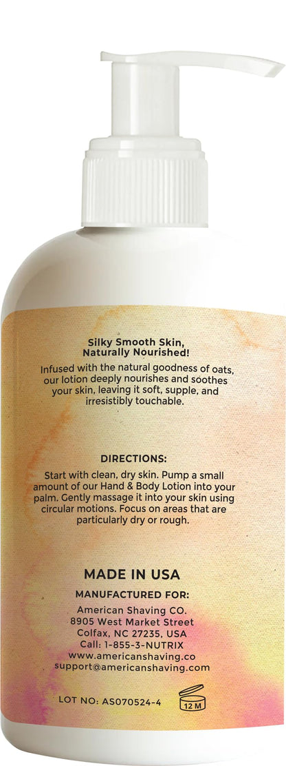 American Shaving Co. Calmara Nourishing Hand & Body Lotion With Oat Milk, 8 Oz, Made in USA, Gentle Formula, Quality Potent Ingredients, Non-GMO, GMP Certified, Cruelty-Free Products