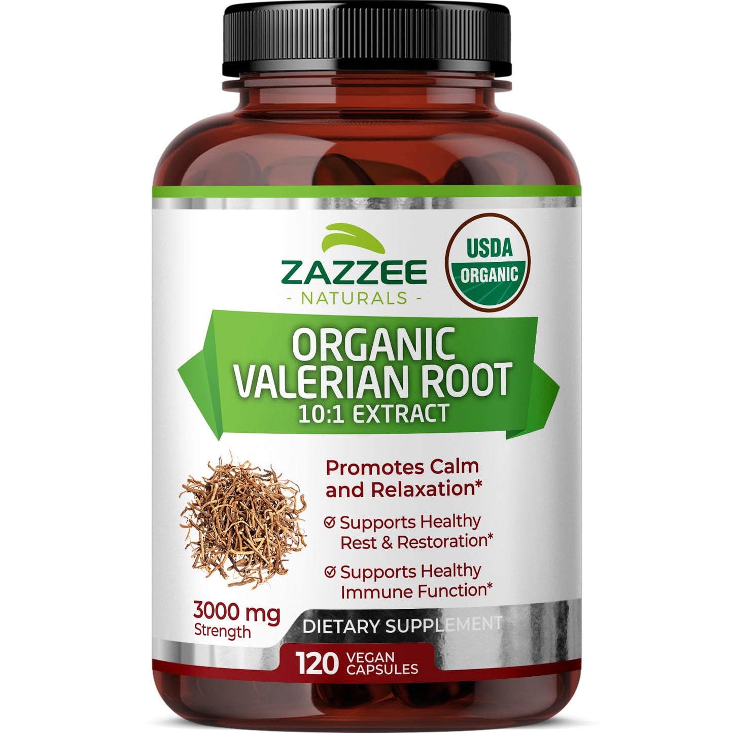 Zazzee USDA Organic Valerian Root 10:1 Extract, 3000 mg Strength, 120 Vegan Capsules, 4 Month Supply, Valeriana officinalis, 10X Potency, 100% Vegetarian, All-Natural, Non-GMO, Made in The USA