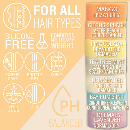 Luxiny Shampoo and Conditioner Bar Set - Sulfate Free, Moisturizing, All Hair Types (Citrus Splash) - 1 Shampoo Bar, 60g & 1 Conditioner Bar, 50g - Made in USA