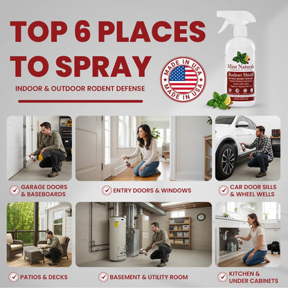 Mint Naturals Rodent Defense – Organic Peppermint Oil Mouse Repellent Spray, Natural Rodent & Mouse Repellent for Home, Garage, Car & RV, Indoor/Outdoor Rodent Spray, 16oz Made in USA