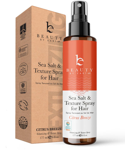 Beauty by Earth Sea Salt Spray for Hair - USA Made from Natural & Organic Ingredients, Texturing Spray for Men & Women, Hair Texture Booster for Fine Hair, Salt Water Mist