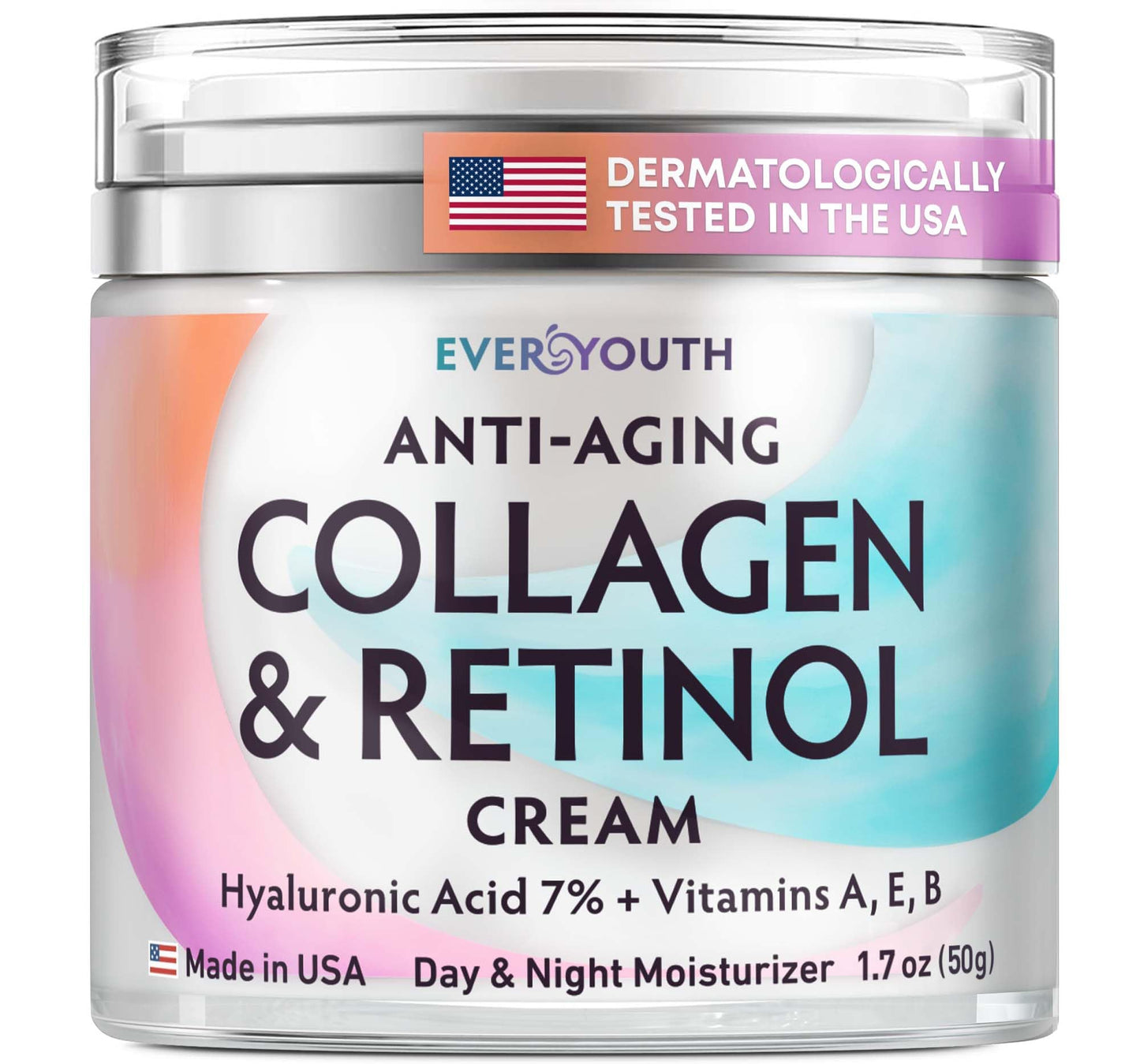 Collagen Cream for Face, Anti Aging Facial Moisturizer for Women with Hyaluronic Acid, Vitamin A, Vitamin E, Made in USA, Anti Wrinkle Face Cream, Neck Creams for Tightening and Firming